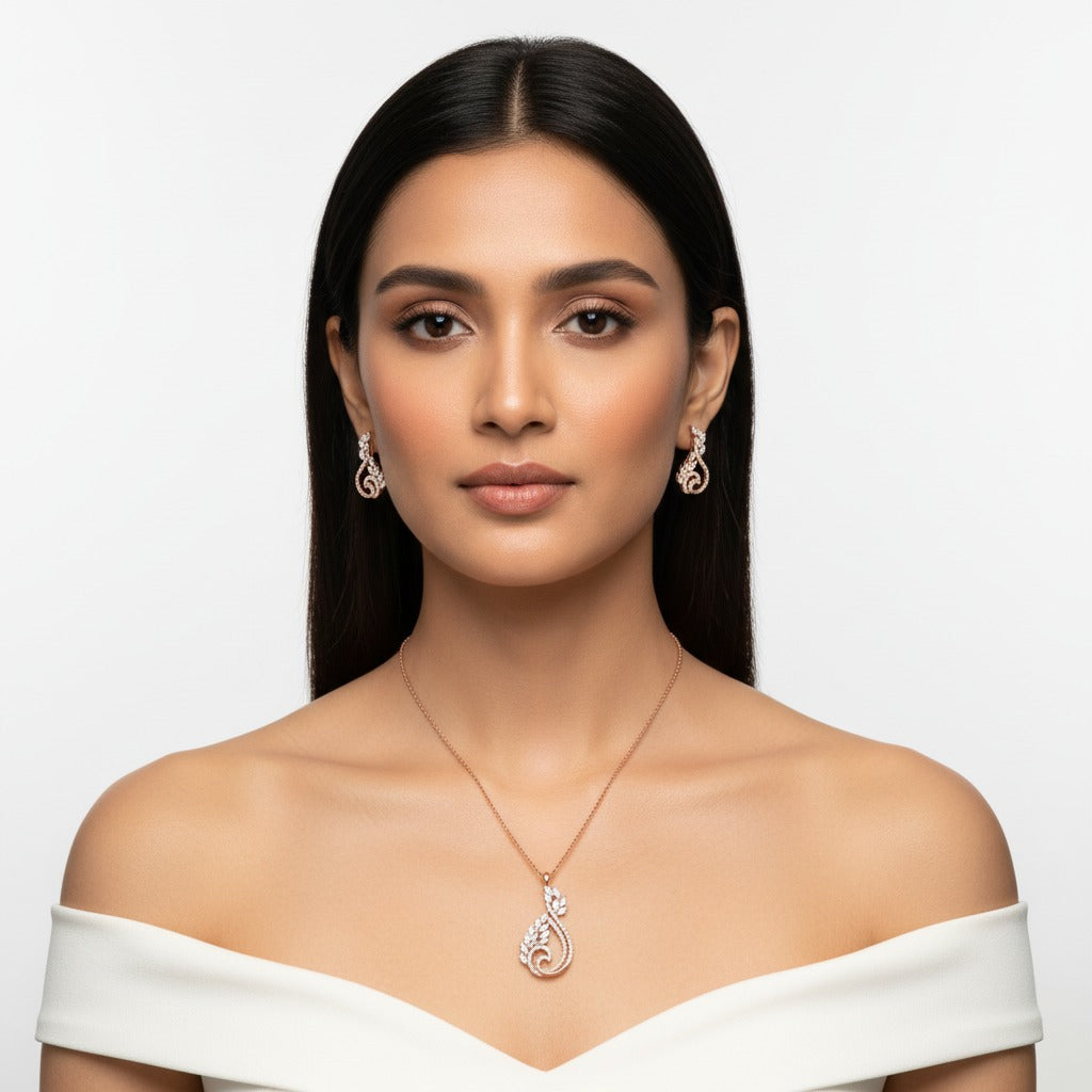 Paisley Lab Diamond Pendant Set in Rose Gold