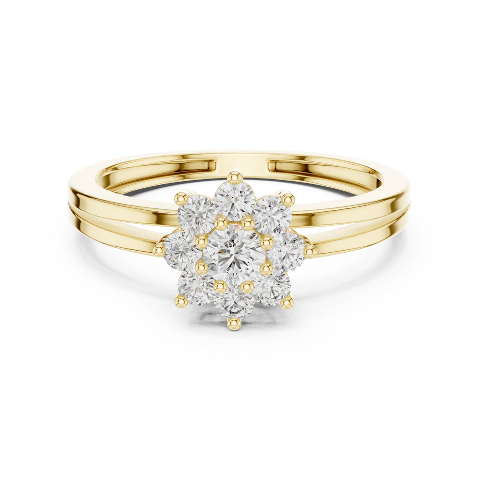 SoulShine Floral Cluster Split Shank Lab Diamond Ring