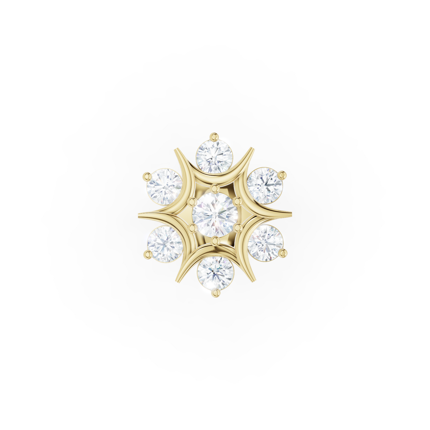 Diamond Nosepin with Floral Starburst 30 Pointer Lab Grown Round Diamonds