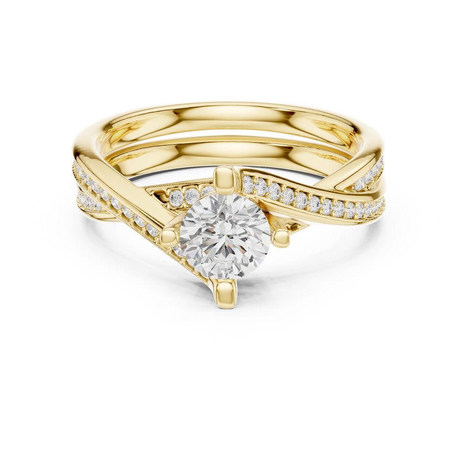 Sculpted Shine Split Band Forever Solitaire Lab Diamond Ring