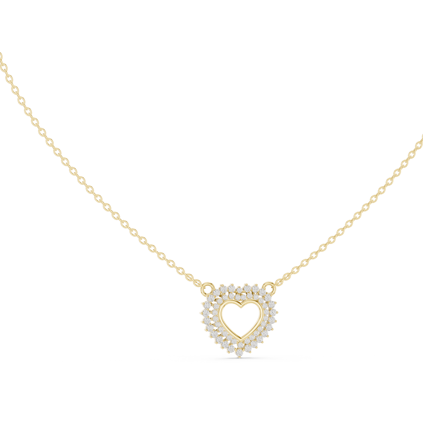 Twinkling Halo Heart Pendant Lab Diamond Necklace
