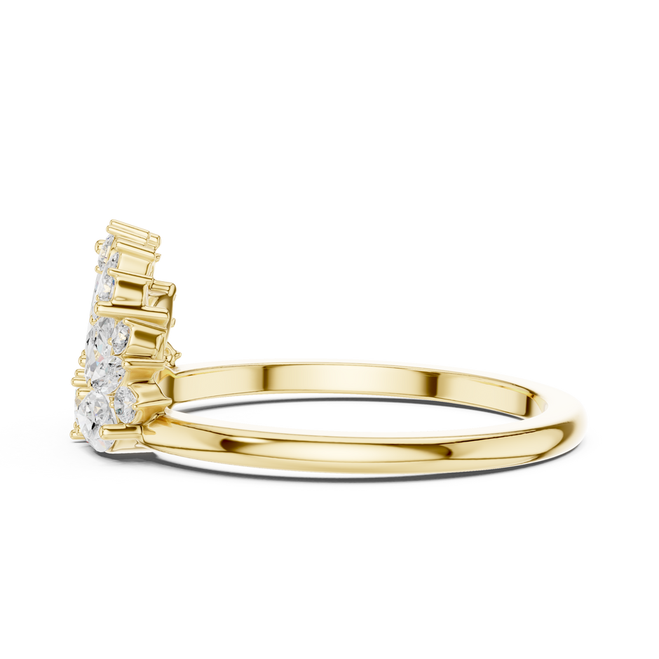 Peacock-inspired Cluster Lab Grown Diamond Anniversary Gifting Ring in 1 in Yellow Gold – view 2
