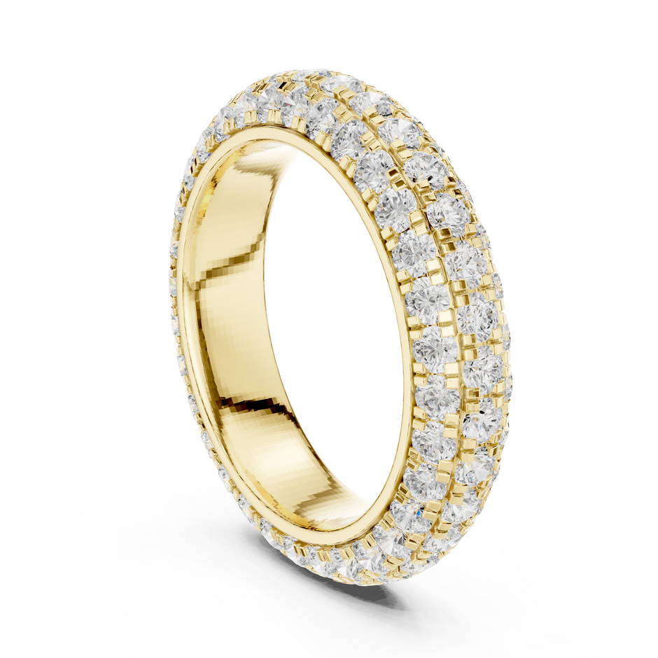3-Line Eternity Lab Diamond Ring in Yellow Gold