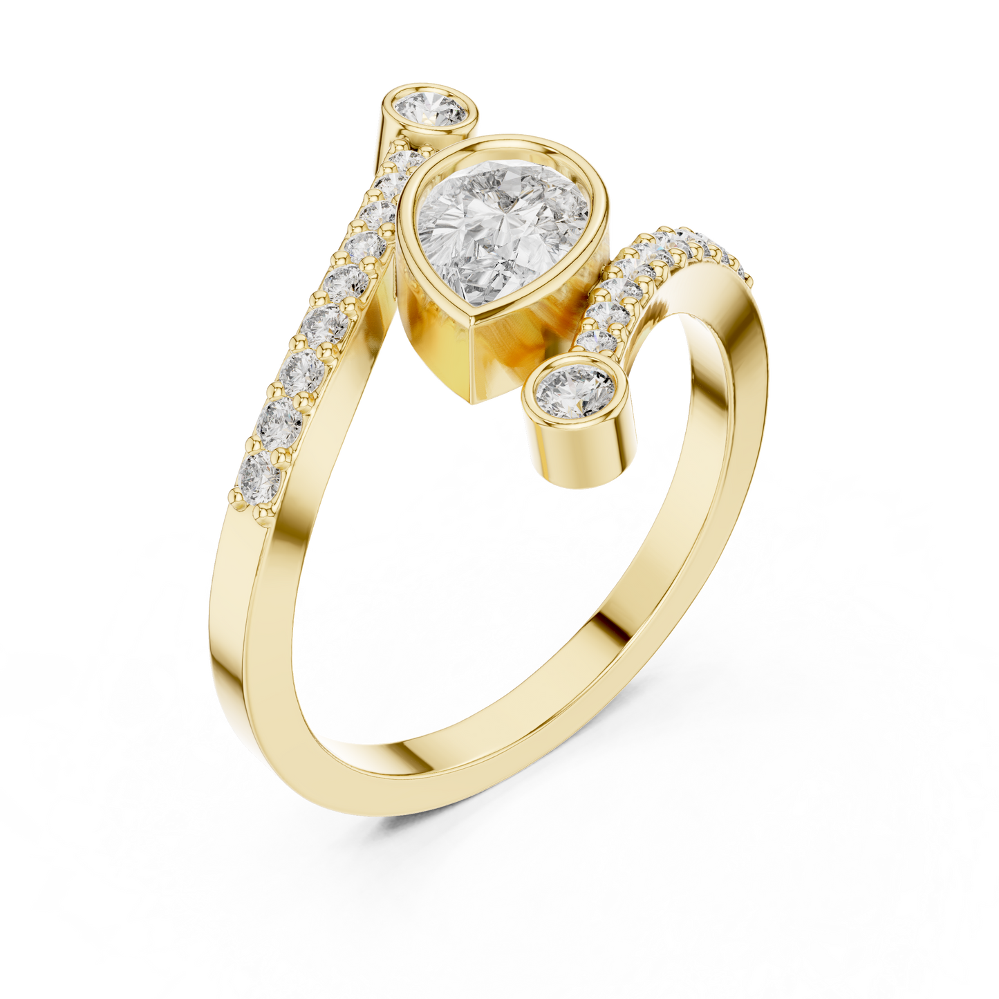Beautiful Bright Pear Wrap Lab Diamond Ring