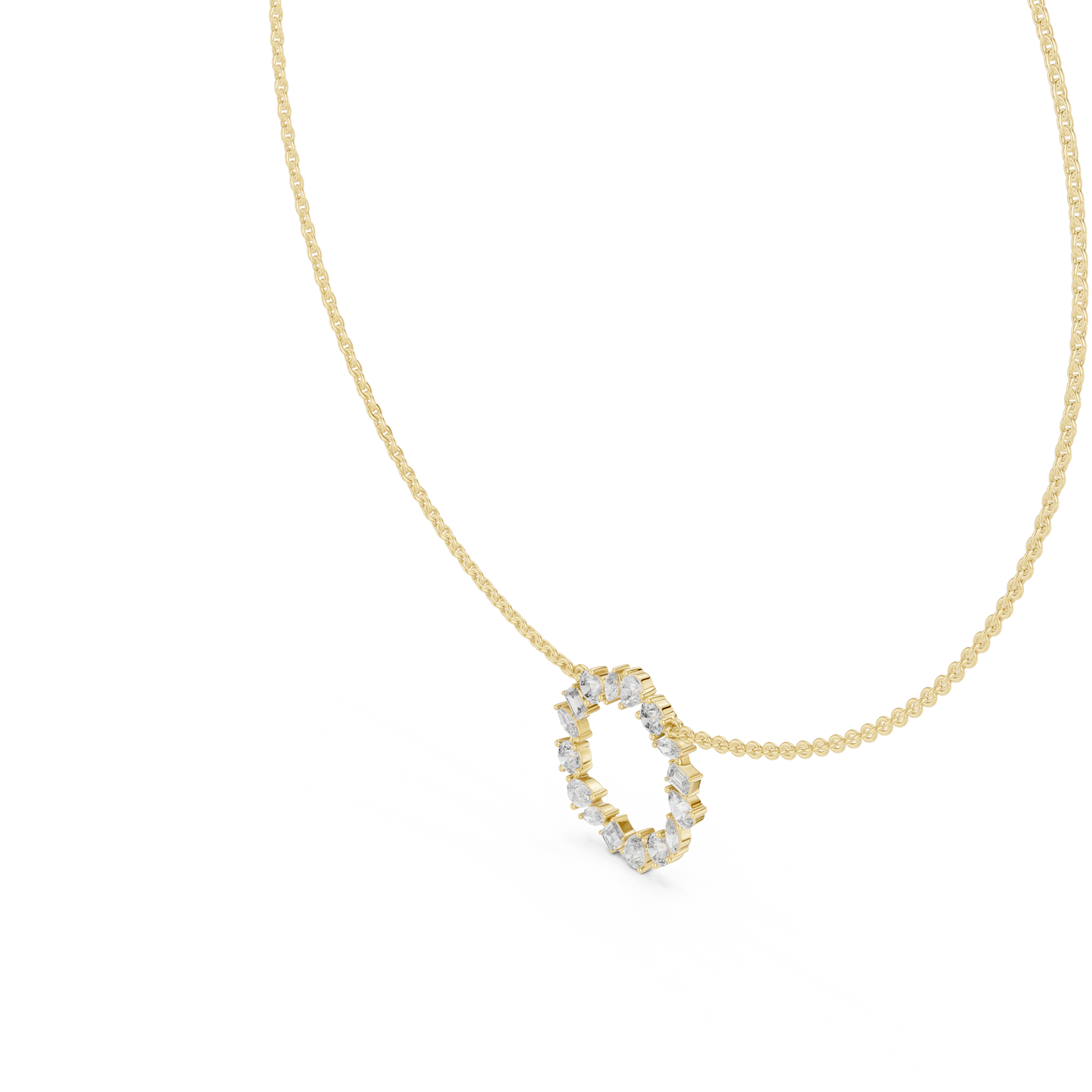 Celestial Circle Necklace with Multi-Shape Lab Grown Diamonds – Luxe Modern Pendant for Women