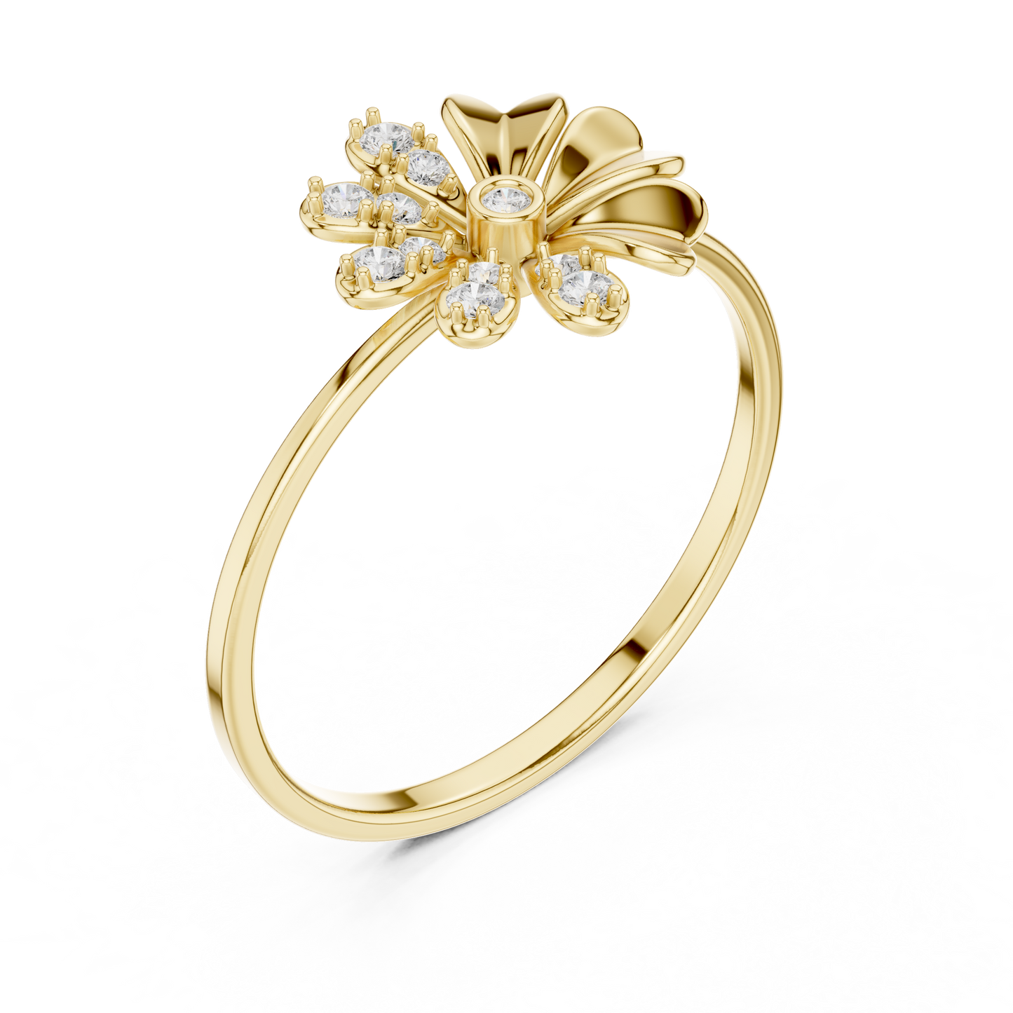 Eye Catchy Floral Shape Lab Created Diamond Ring For Women