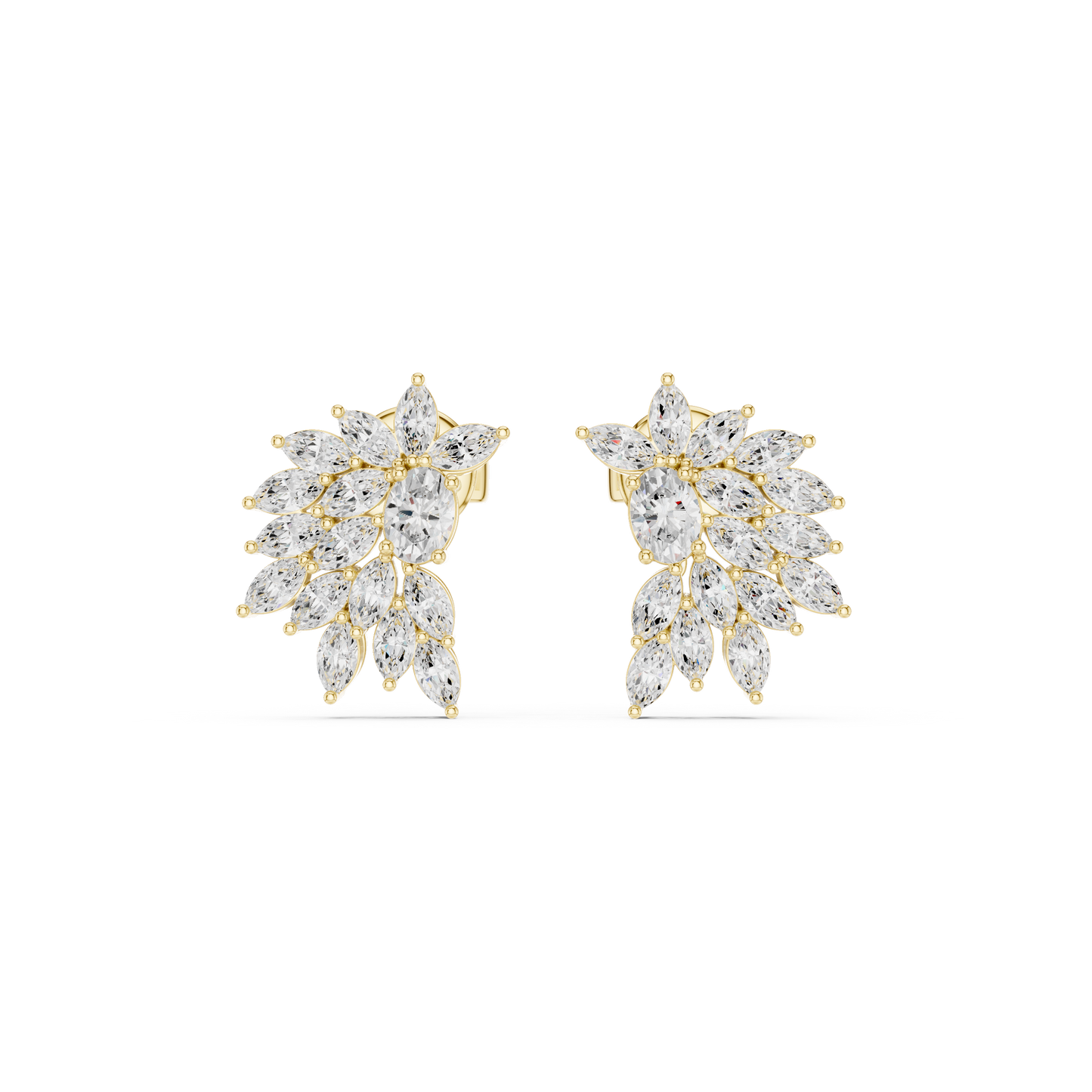 Sparkly Crystal Leaf Lab Diamond Bridal Earrings For Weddings