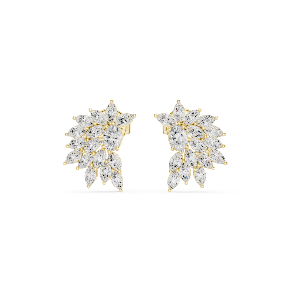 Sparkly Crystal Leaf Lab Diamond Bridal Earrings For Weddings