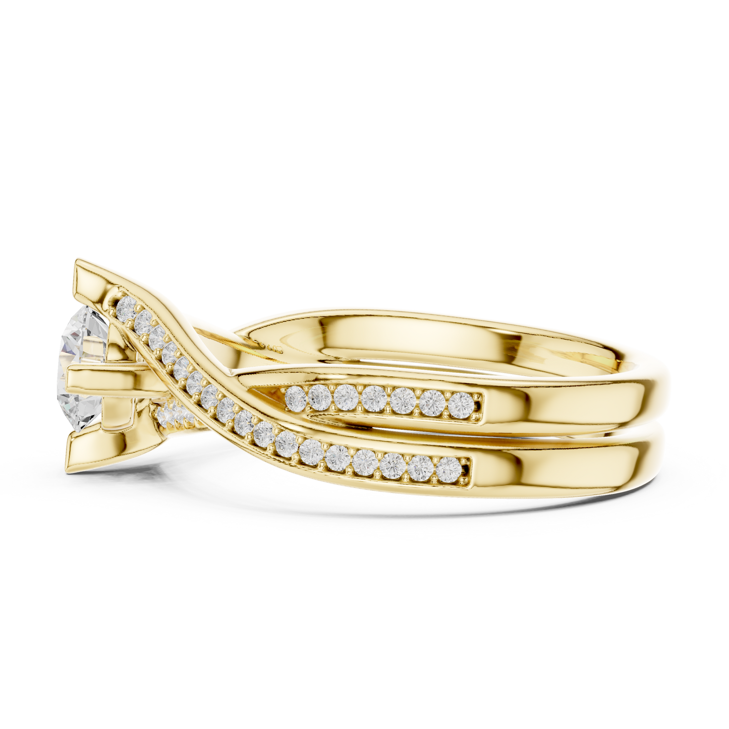 1 Carat Solitaire Lab Grown Diamond Engagement Ring With Twisted Band