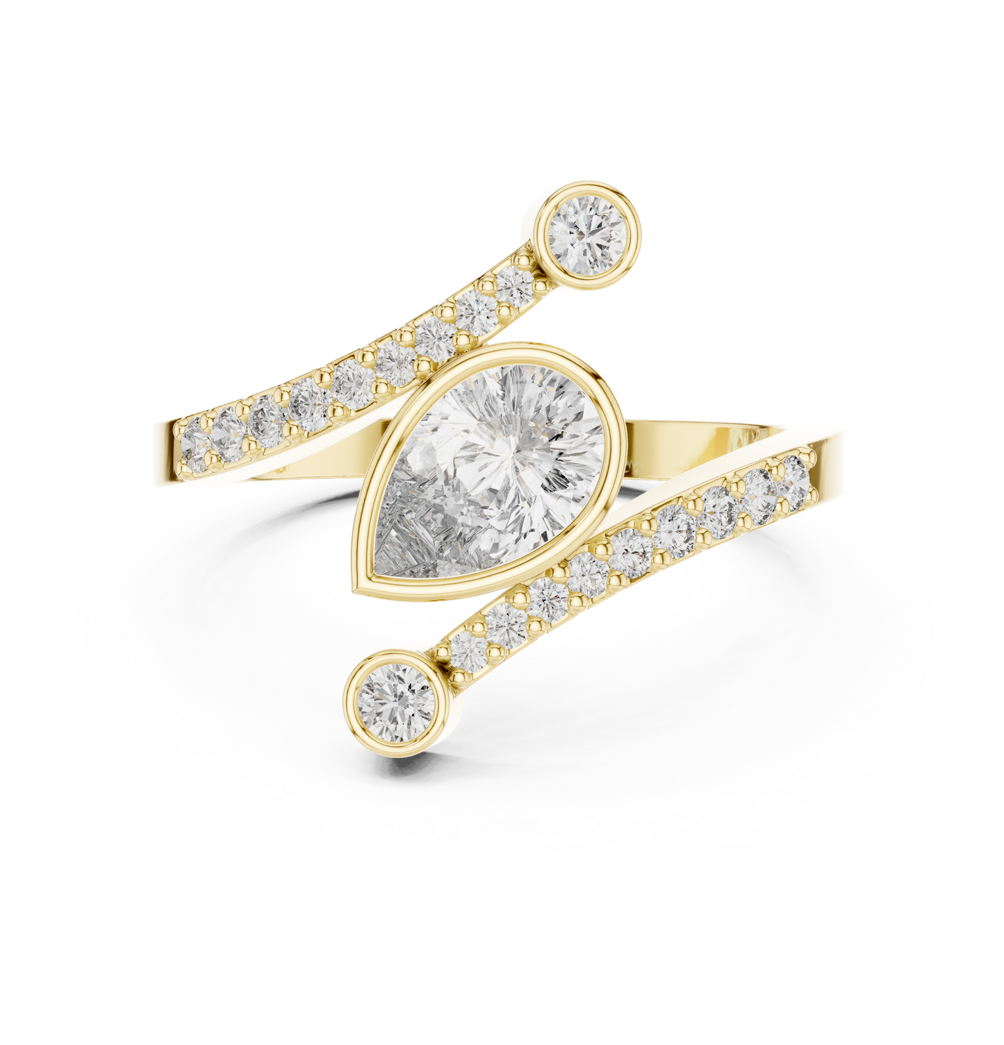 Beautiful Bright Pear Wrap Lab Diamond Ring
