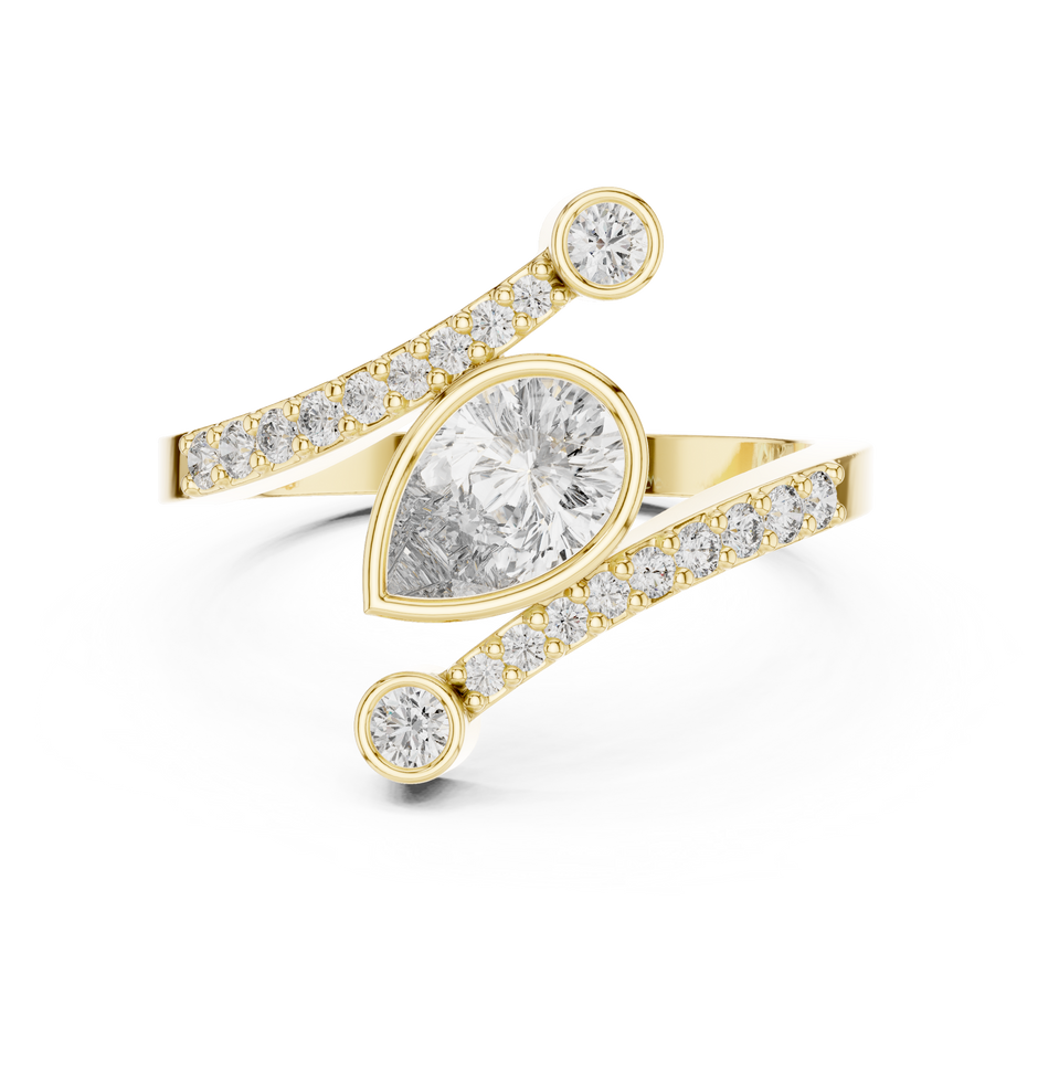 Beautiful Bright Pear Wrap Lab Diamond Ring