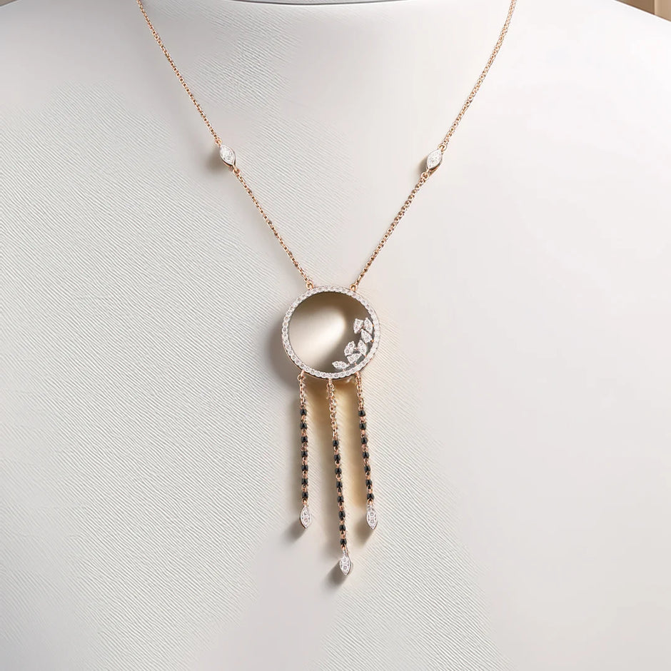Colourstone Accent Round Diamond Mangalsutra Necklace