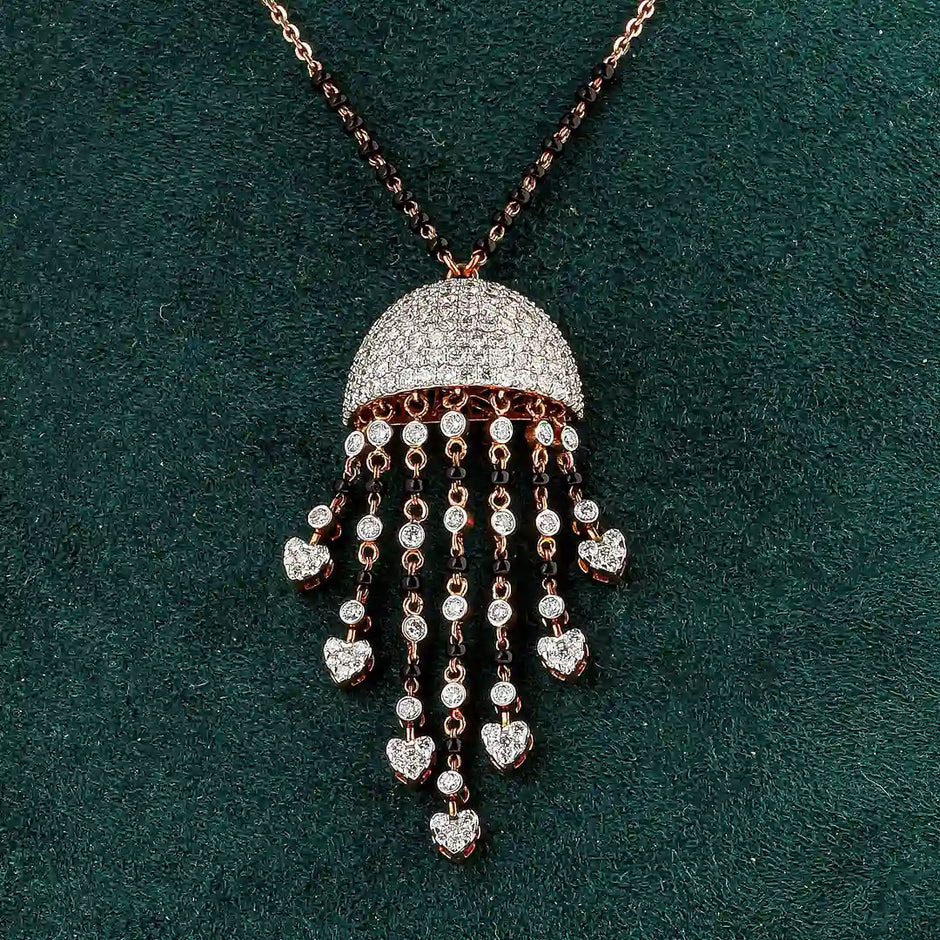 Colourstone & Round Diamond Mangalsutra Necklace