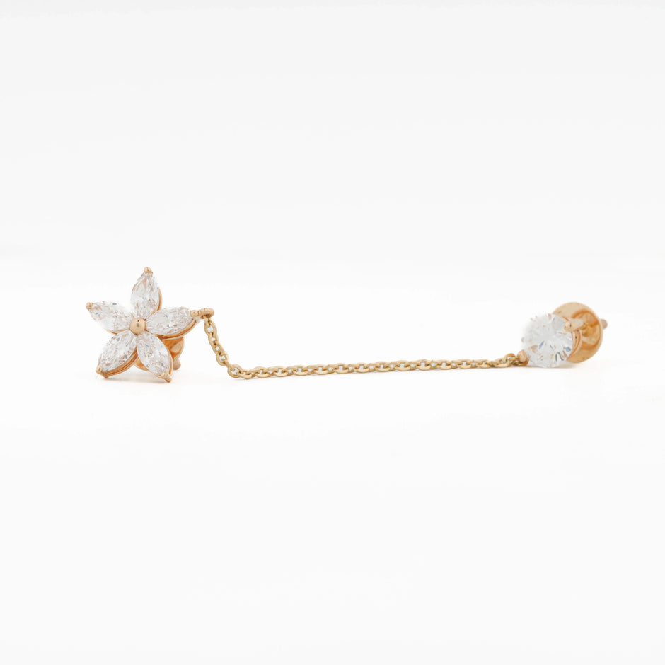 Flora Marquise-Petal Chain Jacket Earrings
