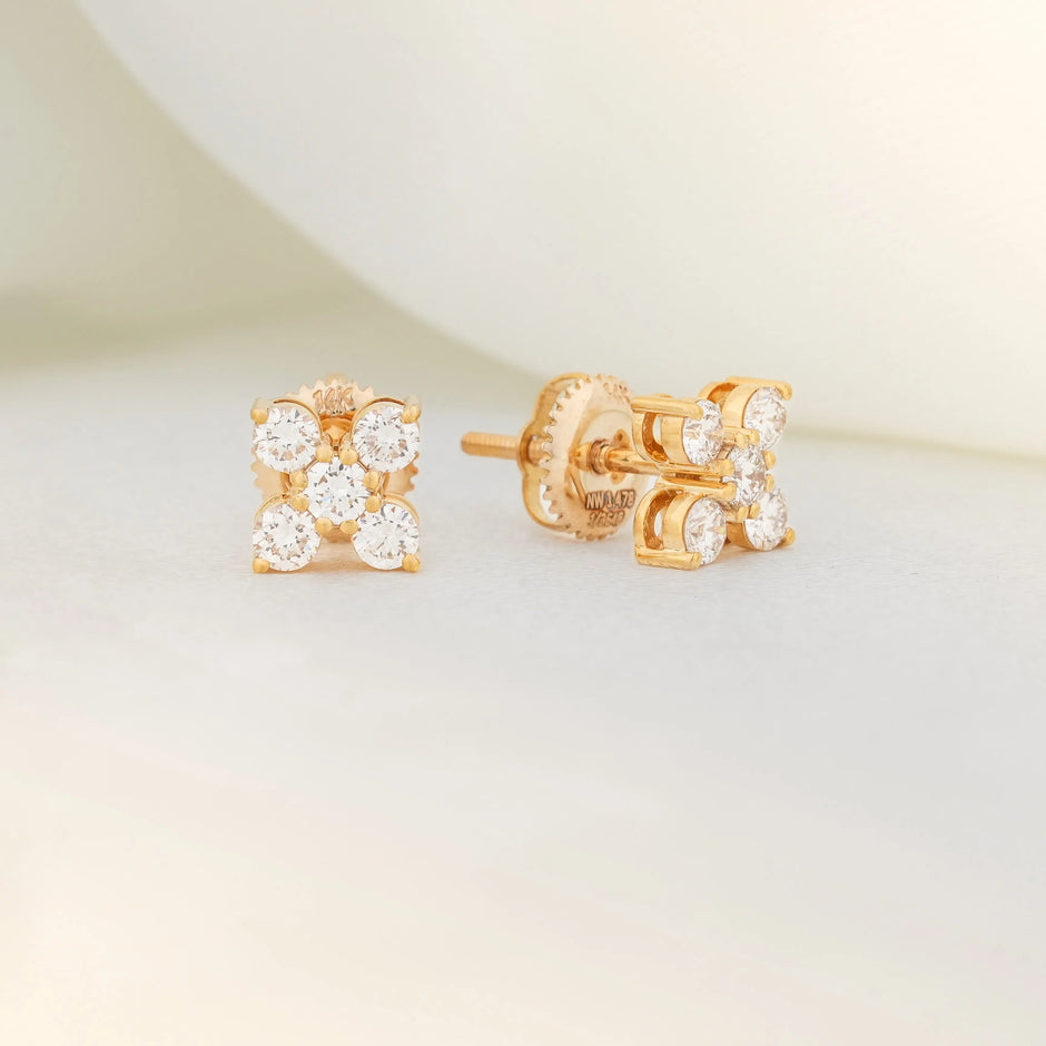 Quintet Five-Stone Diamond Cluster Stud Earrings