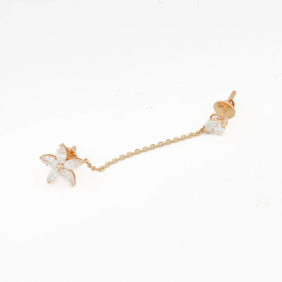 Flora Marquise-Petal Chain Jacket Earrings