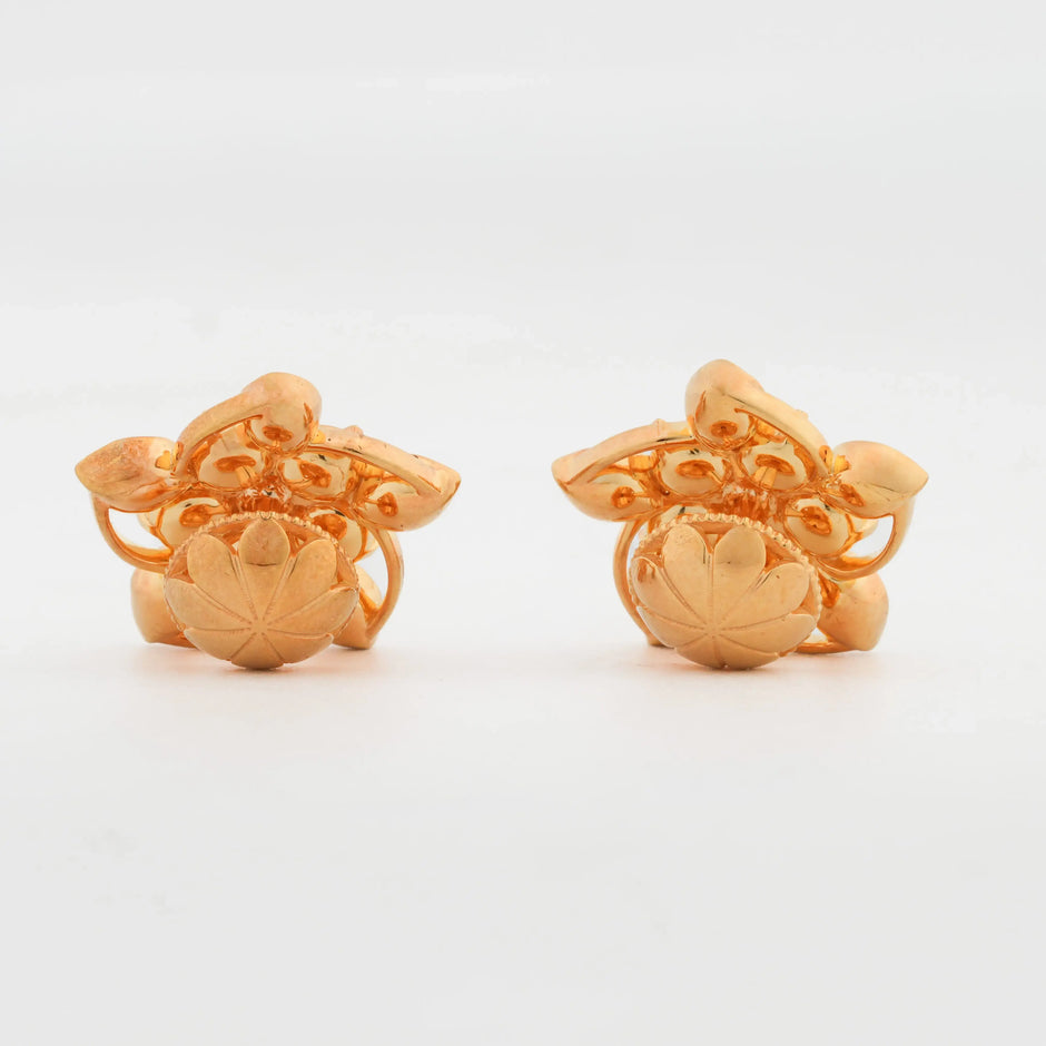 Sculpted Floral Gemstone Statement Stud Earrings