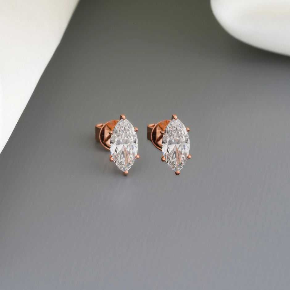 Solene Oval Solitaire Diamond Stud Earrings