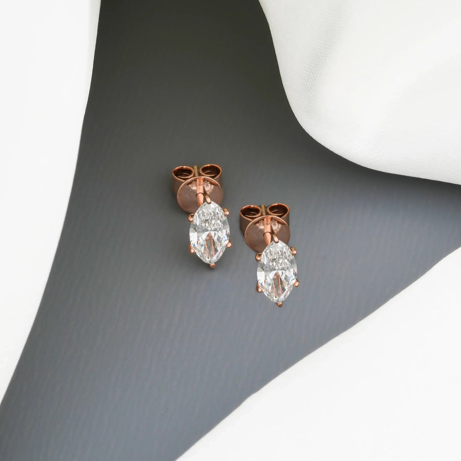 Solene Oval Solitaire Diamond Stud Earrings