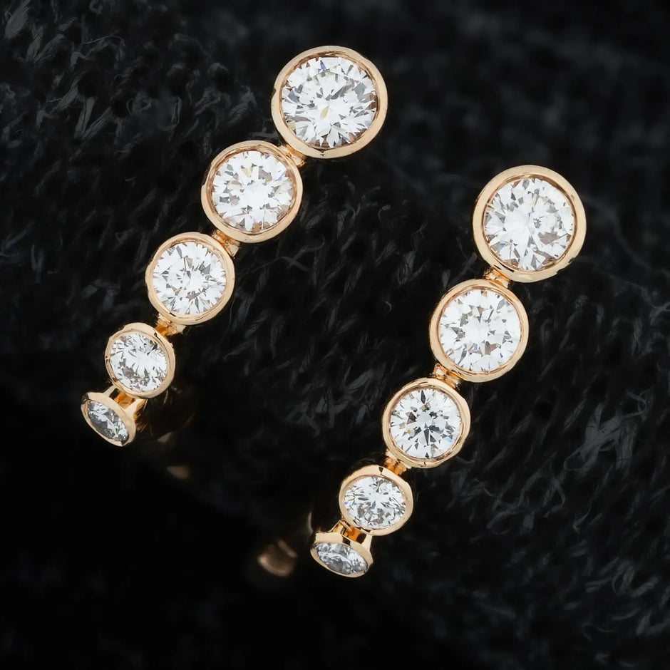 Ascend Graduated Bezel Diamond Ear Climber Earrings