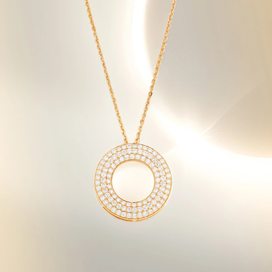 Pavé Circle Diamond Pendant — view 2