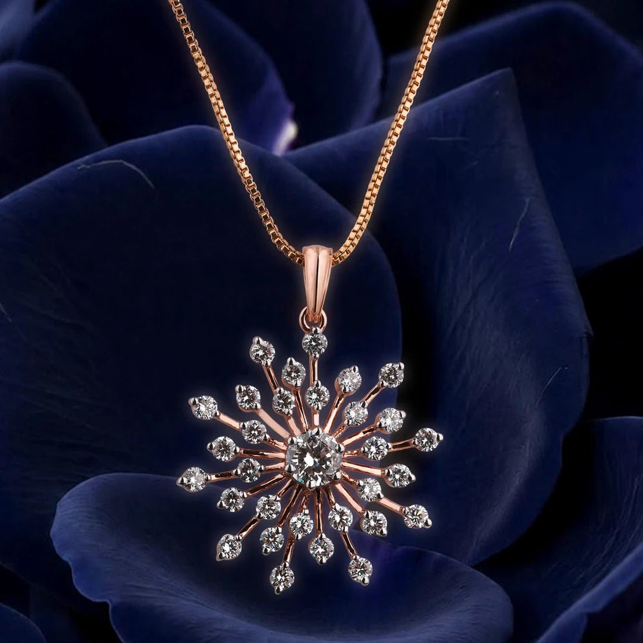 Starburst Round Diamond Pendant — front view