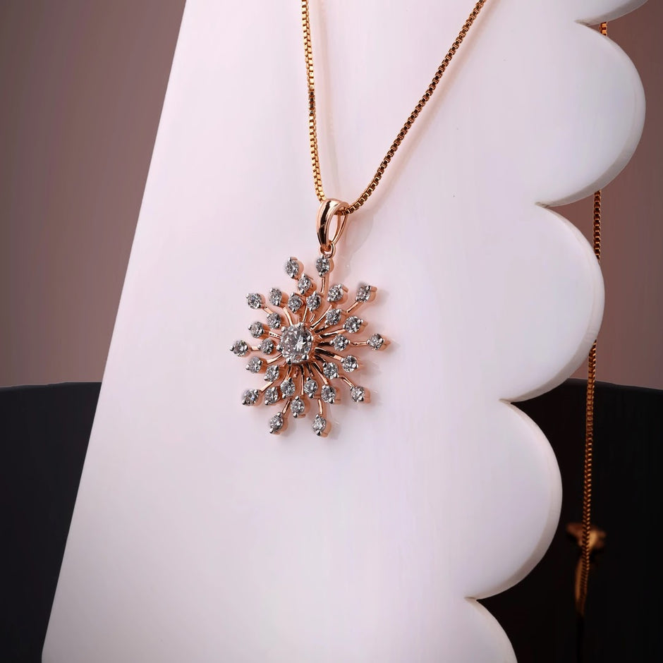 Starburst Round Diamond Pendant — view 2