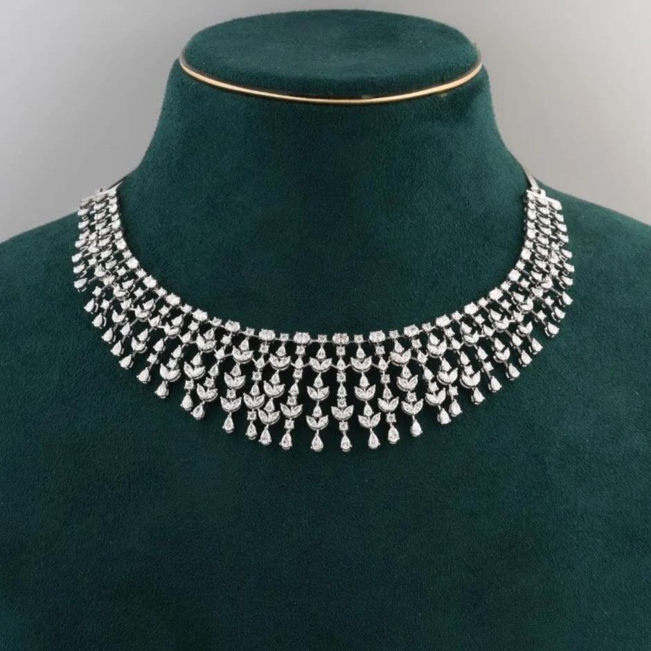 Cascading Leaf Diamond Collar Necklace — view 2