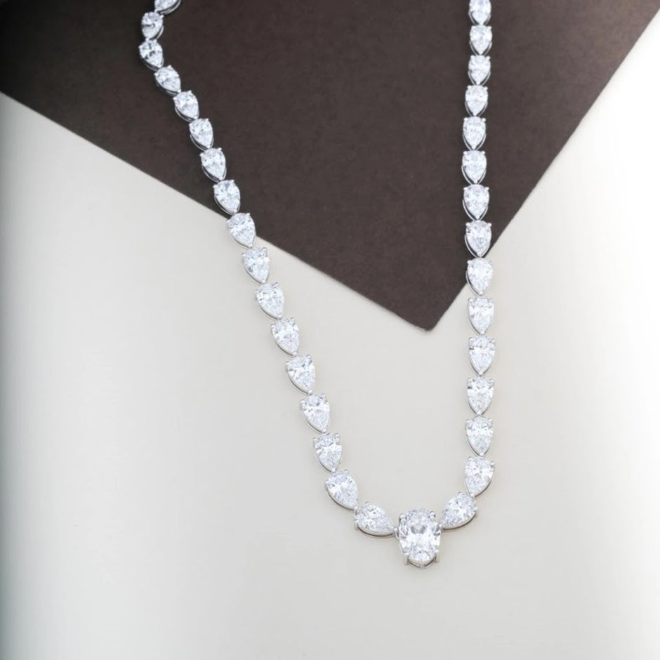 Pear Diamond Lariat Necklace — view 2