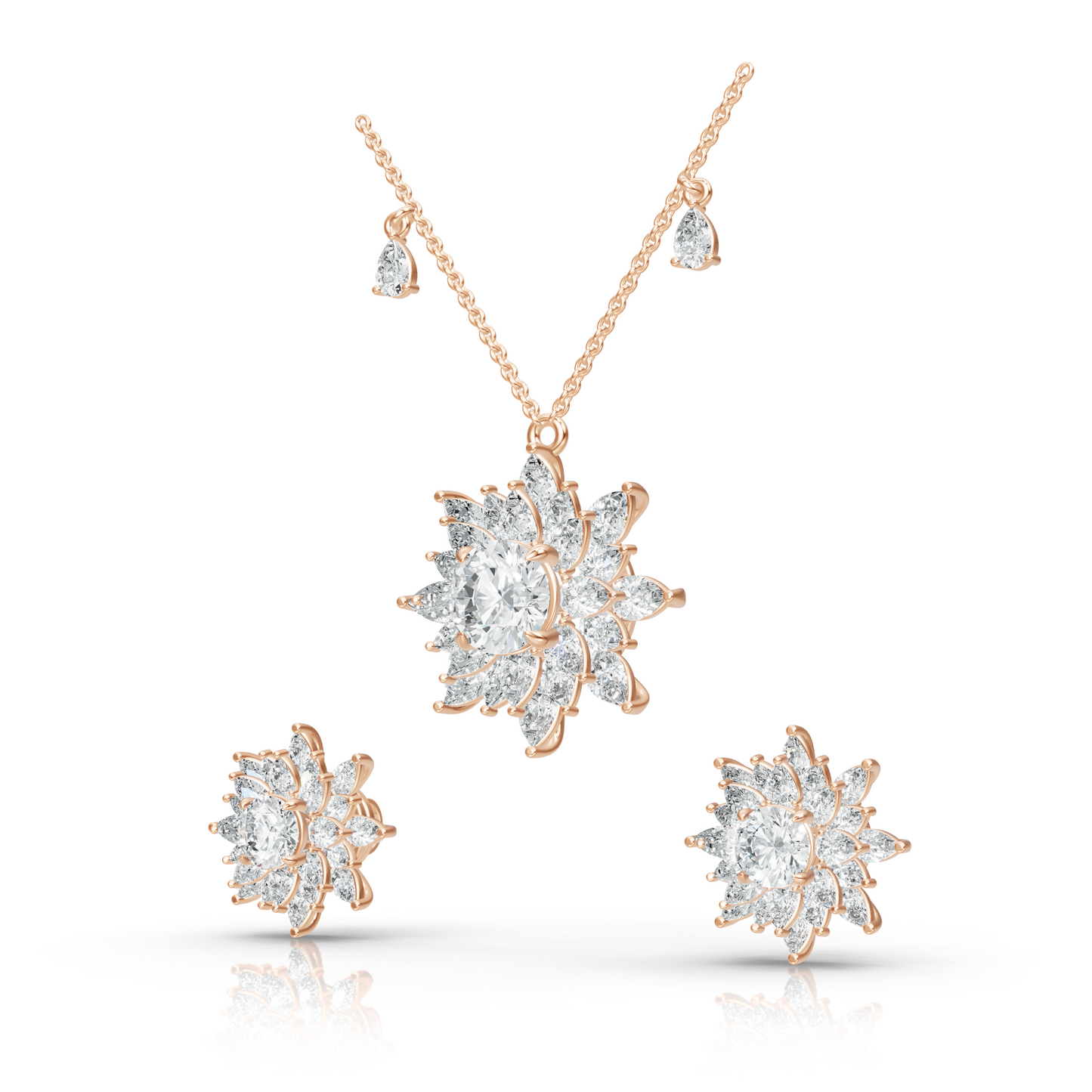 Aura Detachable Lab Diamond Pendant with Matching Studs Set