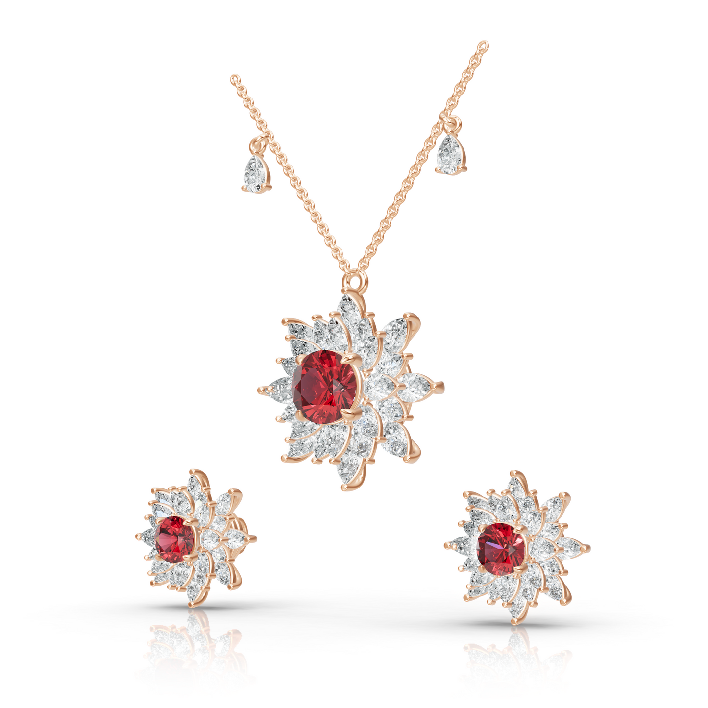Aura Detachable Lab Diamond Pendant with Matching Studs Set