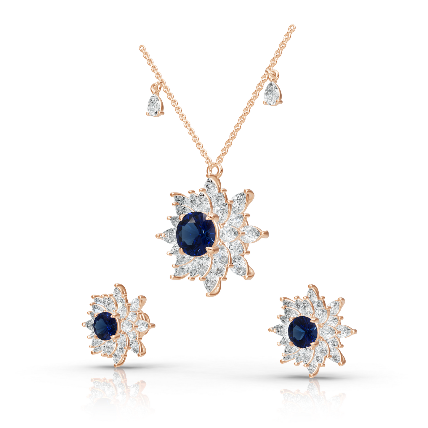 Aura Detachable Lab Diamond Pendant with Matching Studs Set