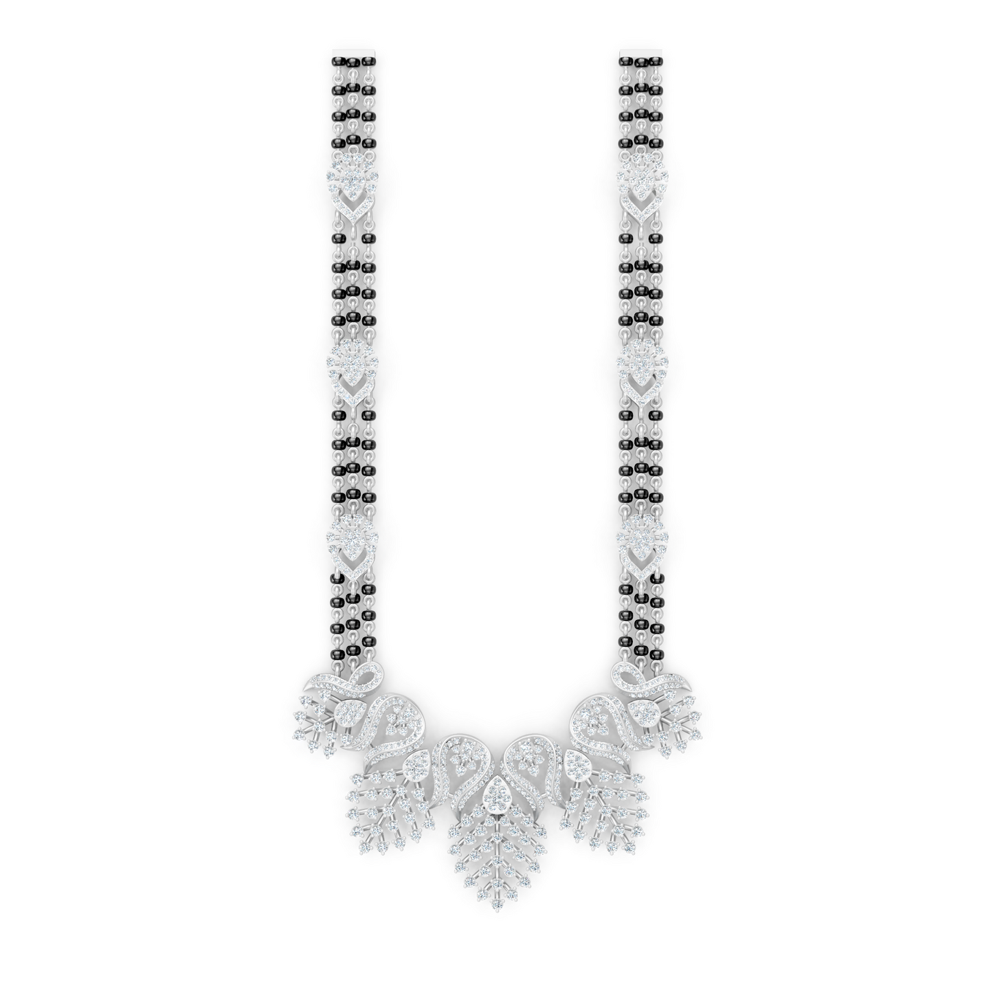 Minimal Luxe Lab Diamond Mangalsutra – Modern Tri-Strand Statement Necklace