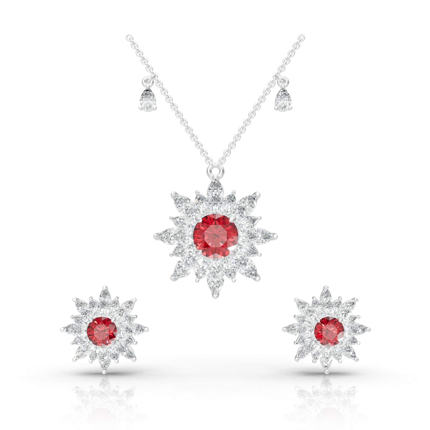 Aura Detachable Lab Diamond Pendant with Matching Studs Set