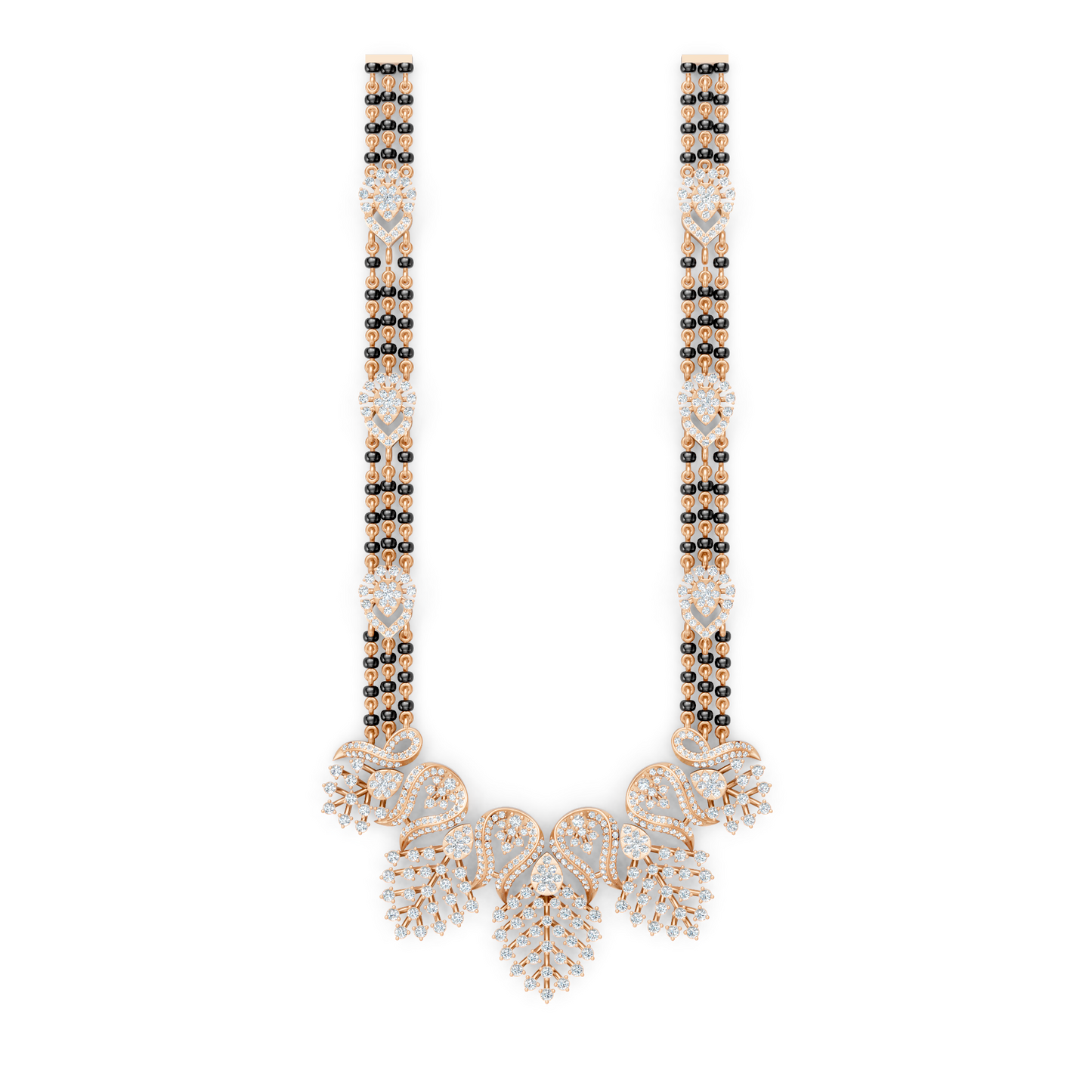 Minimal Luxe Lab Diamond Mangalsutra – Modern Tri-Strand Statement Necklace