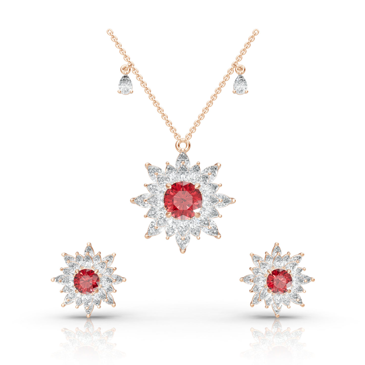 Aura Detachable Lab Diamond Pendant with Matching Studs Set
