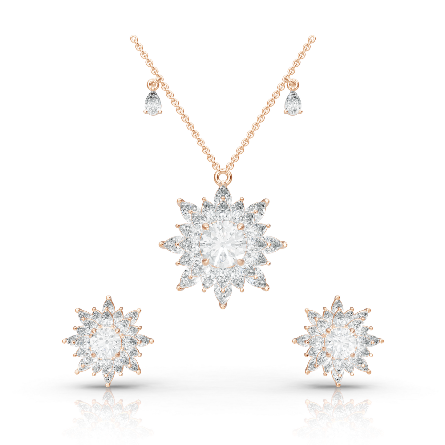Aura Detachable Lab Diamond Pendant with Matching Studs Set
