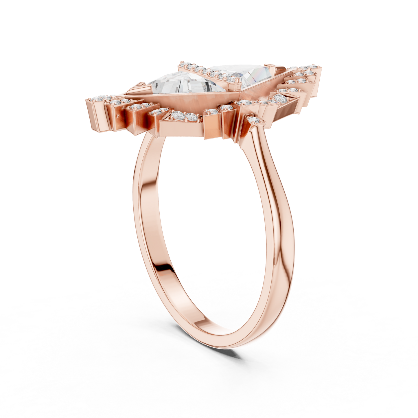 Lozenge Shape Glistening Lab Diamond Ring For Women