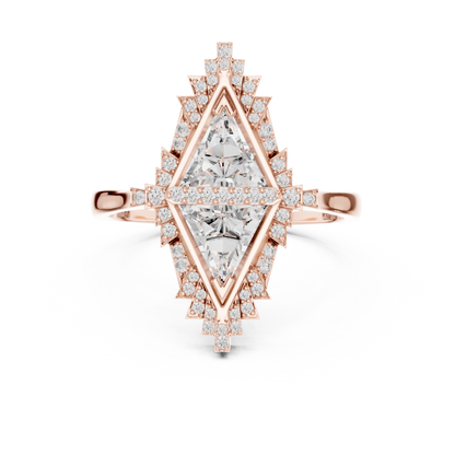 Lozenge Shape Glistening Lab Diamond Ring For Women