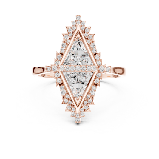 Lozenge Shape Glistening Lab Diamond Ring For Women