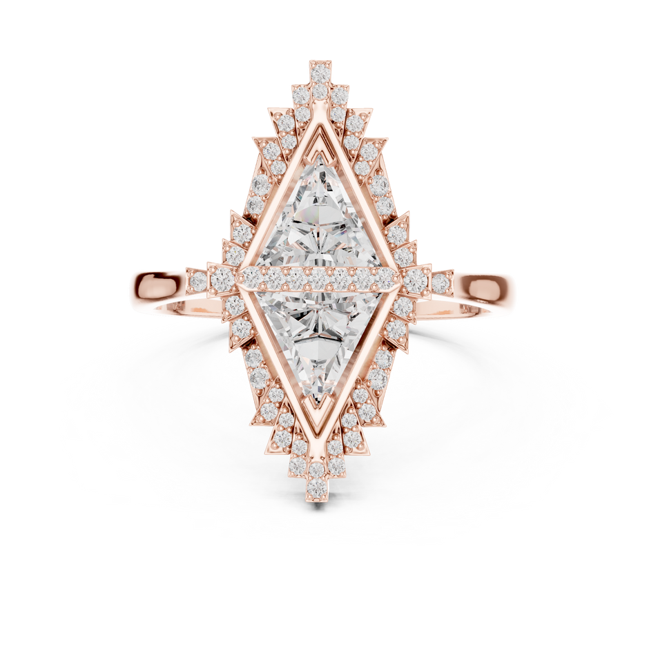 Lozenge Shape Glistening Lab Diamond Ring For Women