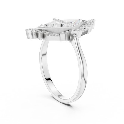 Lozenge Shape Glistening Lab Diamond Ring For Women