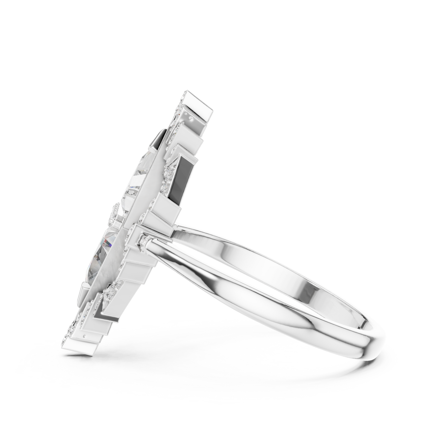 Lozenge Shape Glistening Lab Diamond Ring For Women
