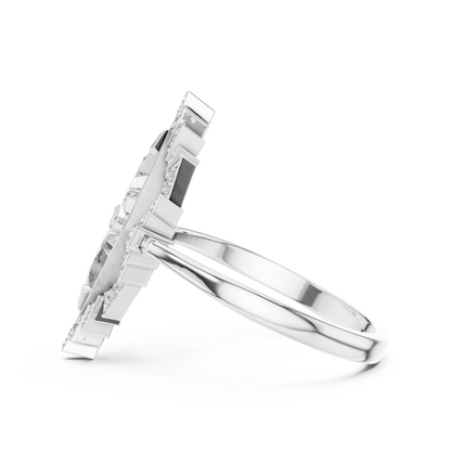 Lozenge Shape Glistening Lab Diamond Ring For Women