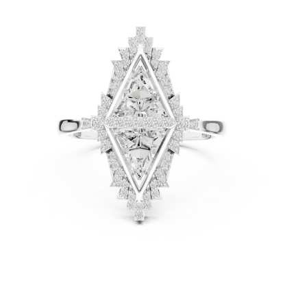Lozenge Shape Glistening Lab Diamond Ring For Women