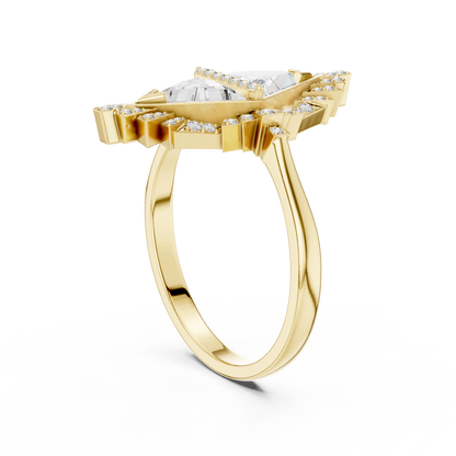 Lozenge Shape Glistening Lab Diamond Ring For Women