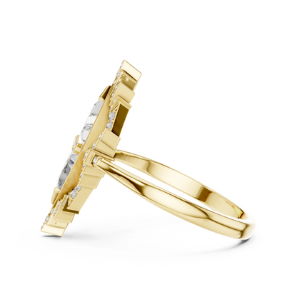 Lozenge Shape Glistening Lab Diamond Ring For Women