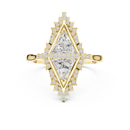 Lozenge Shape Glistening Lab Diamond Ring For Women