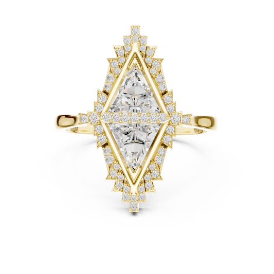 Lozenge Shape Glistening Lab Diamond Ring For Women