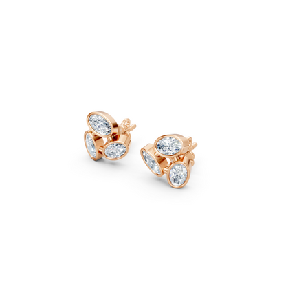 Modest Triangular Trio Lab Diamond Stud Earrings